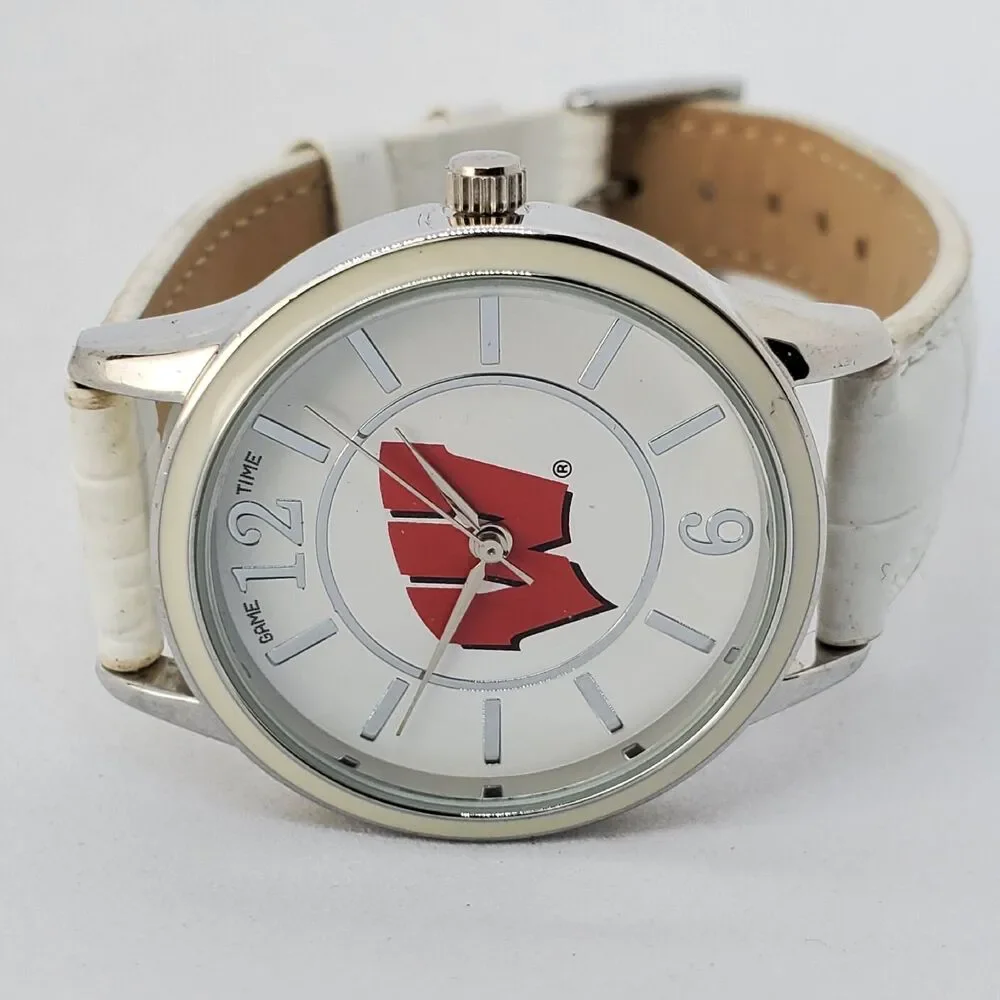 University of Wisconsin Badgers Women's Watch 34MM White Dial Bands‎ New Battery
