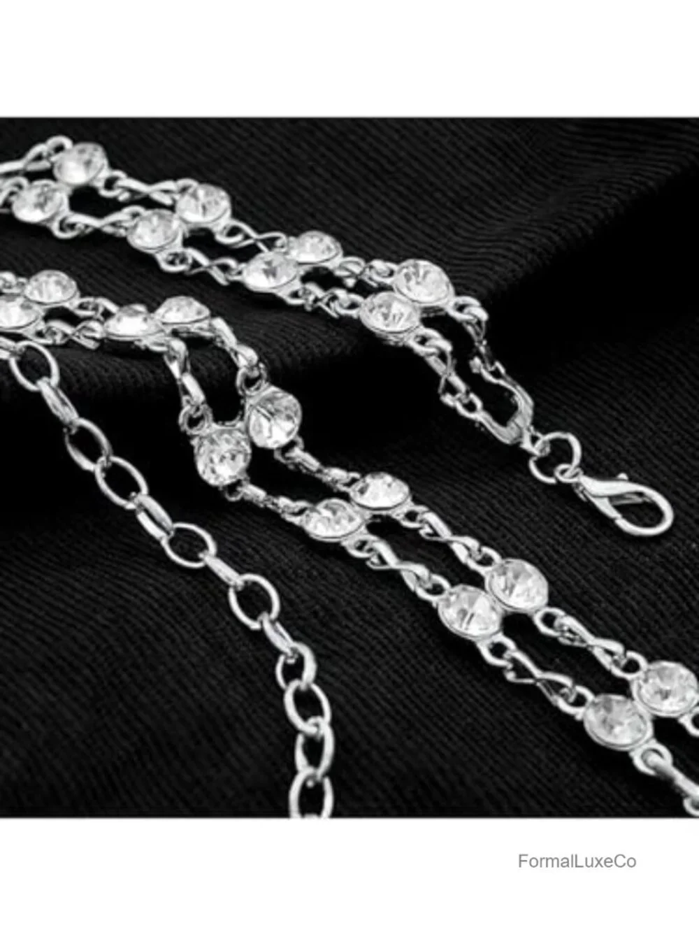 Women Rhinestone Crystal Waist Belt Dress Chain, Adjustable Metal Body Chain