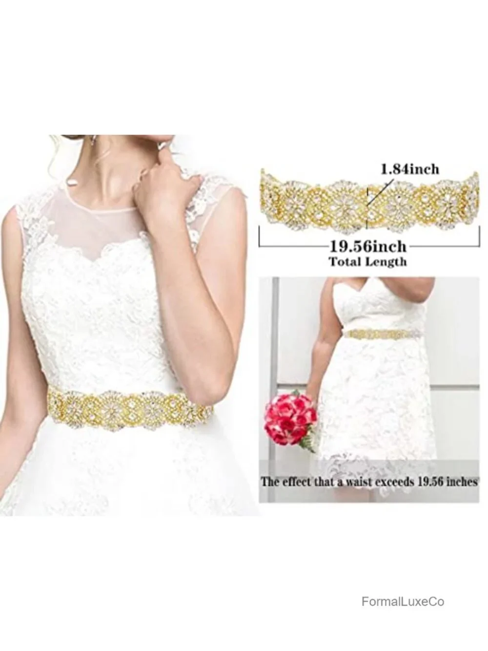 Rhinestone Wedding Belt Crystal Applique Bridal Sash for Dress