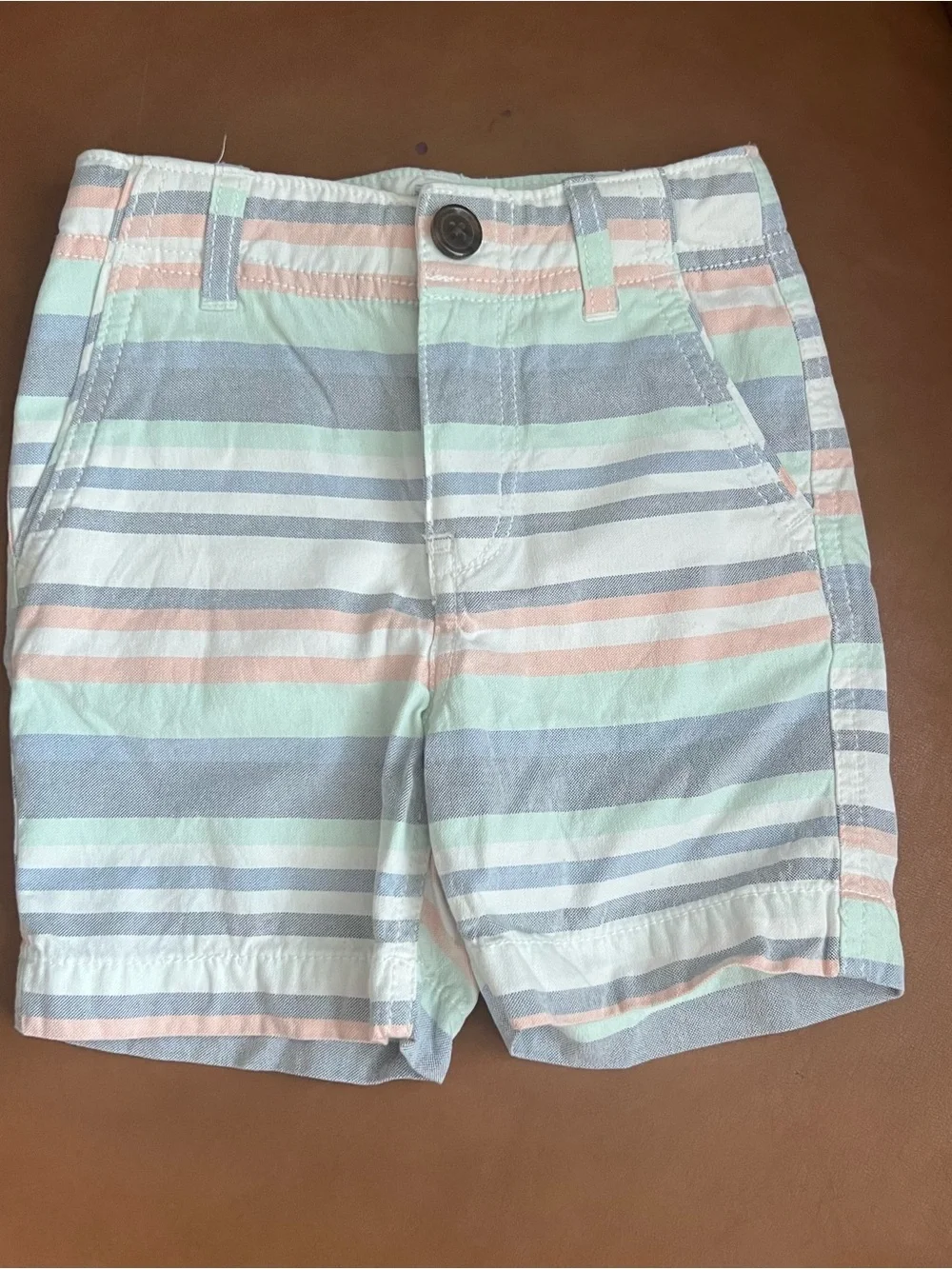 GAP Baby Boys Striped Shorts in Mint, Light Blue White 18/24 months adjustable