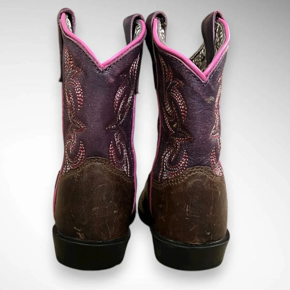 DAN‎ POST Girls' Majesty Brown and Purple Leather Wester Boots Size 6D