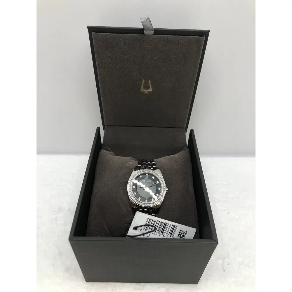 Bulova Classic Crystal Stainless Steel Quartz Ladies Women Watch NEW