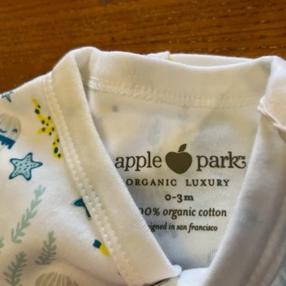 NWT‎ Organic Apple Park NEW Footie, Coverall, and Bandana bib set Ocean