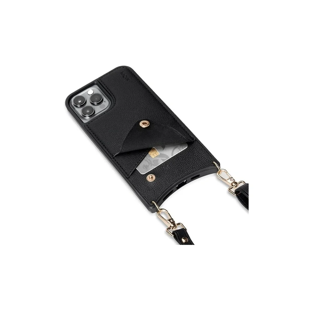 KIQUE Crossbody Phone‎ Case and Wallet for iPhone 11 Pro Faux Black Leather