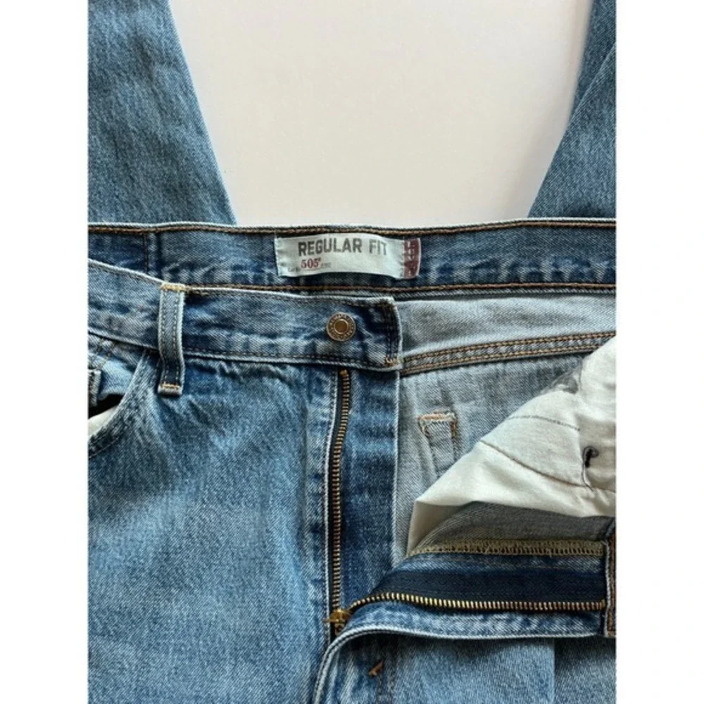 Levis 505 Jeans Mens 36x30 Blue Regular Straight Mid‎ Rise Medium Wash Denim