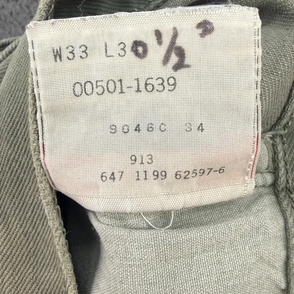 Levi's 501 Jeans Men 33x28‎ Sage Green Vintage 90s Straight Leg Button Fly 2394
