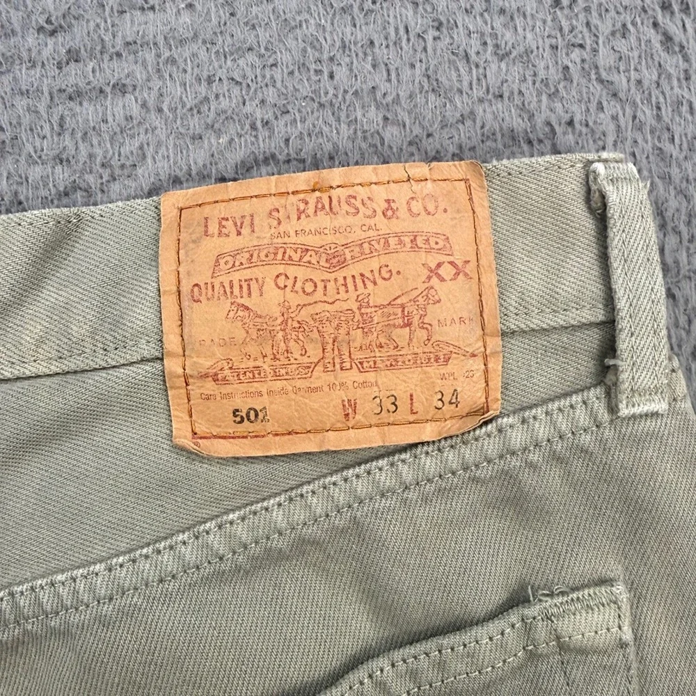 Levi's 501 Jeans Men 33x28‎ Sage Green Vintage 90s Straight Leg Button Fly 2394