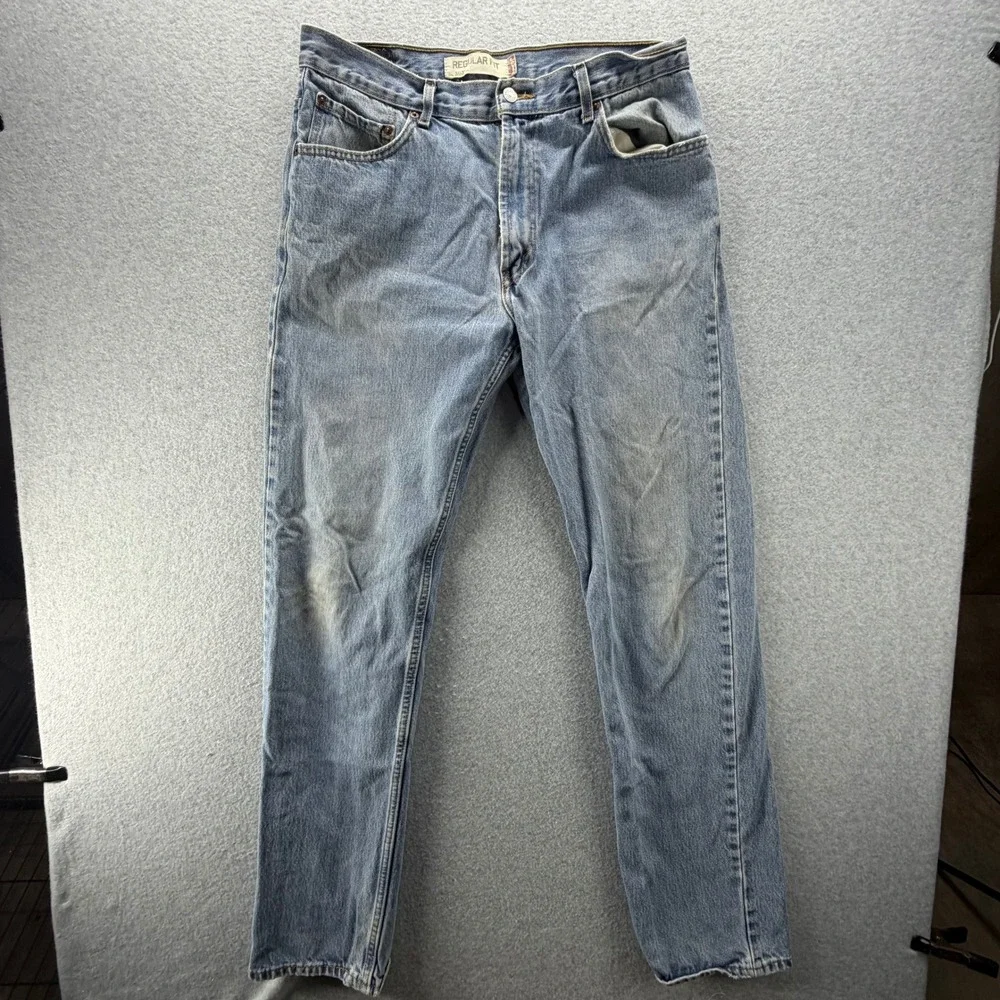 Levis 505 Regular Fit Jeans Mens 36x36 Light‎ Wash Blue Denim Straight Leg