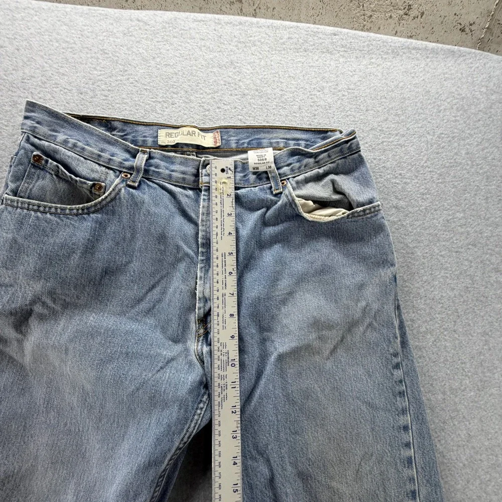 Levis 505 Regular Fit Jeans Mens 36x36 Light‎ Wash Blue Denim Straight Leg