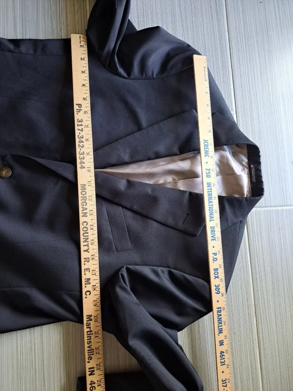 Hart Schaffner Marx Mens Black Two-Button Wool Blazer Sport Coat Made In USA Siz