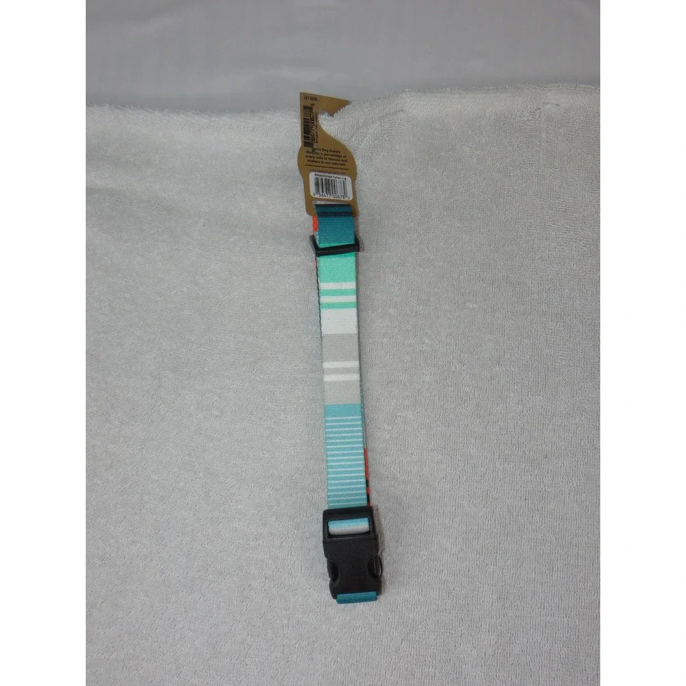 Leeds Dog Supply Birmingham Striped Dog Collar Large Blue Teal Orange 4007