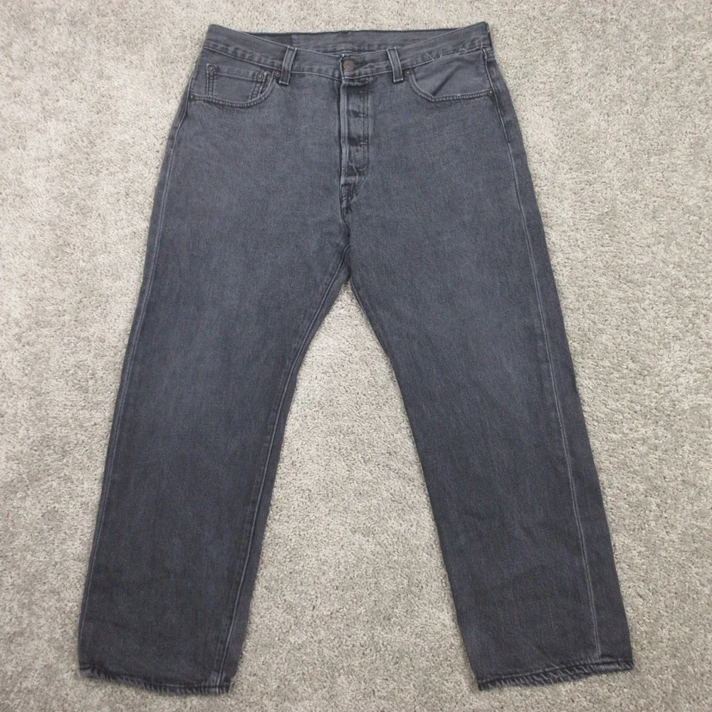 Levis Jeans Mens 33x25 (Tag 36x30) Black 501 Button Fly Original‎ Denim Pants
