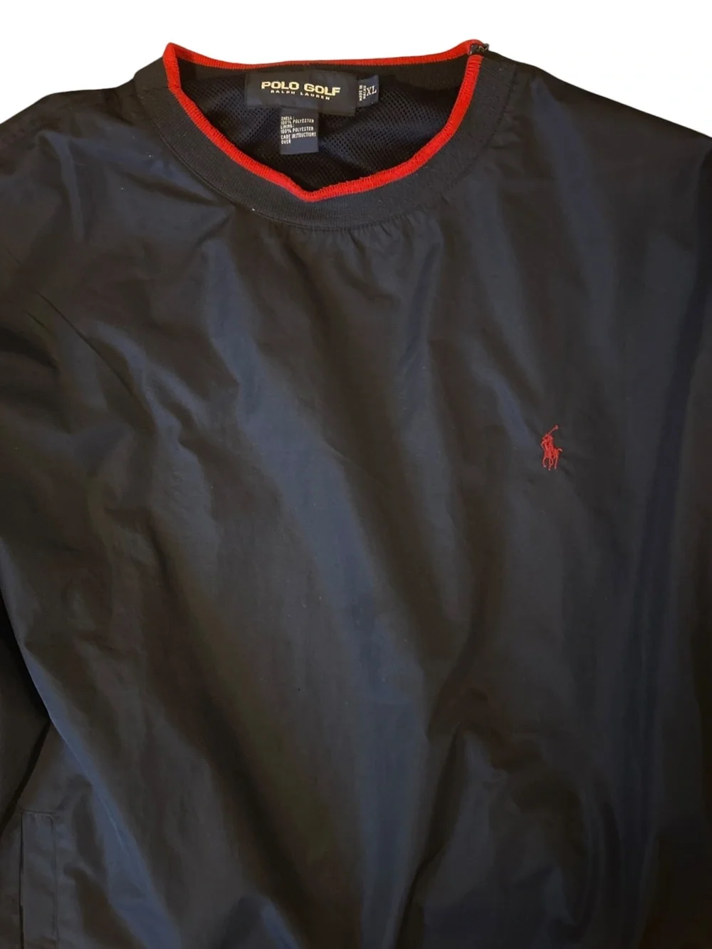 Vintage Polo Golf Ralph Lauren Navy Red Windbreaker Pullover Jacket Men’s XL