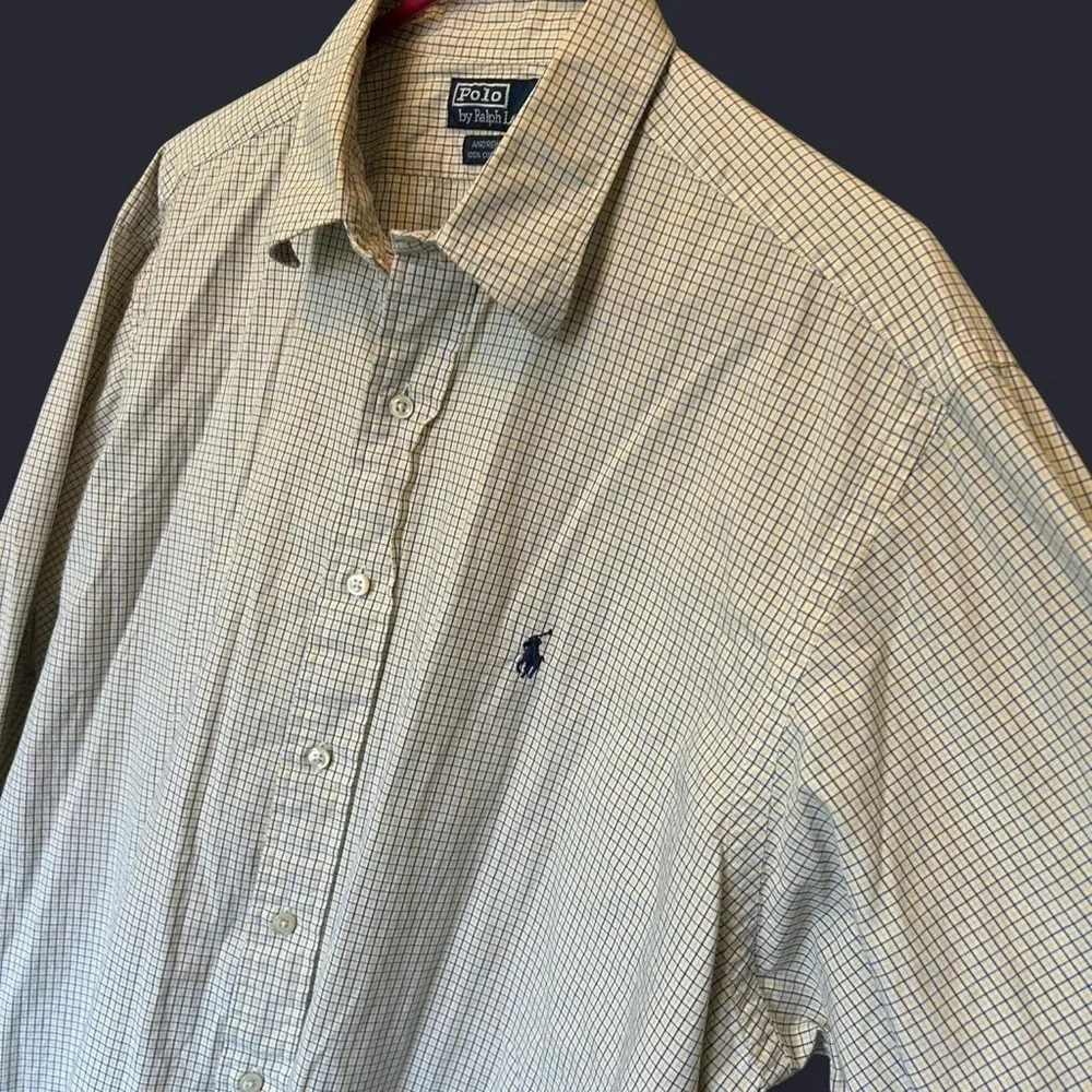 Polo Ralph Lauren Andrew Button-Down Shirt – Yellow & Blue Check – Size 17 32/33