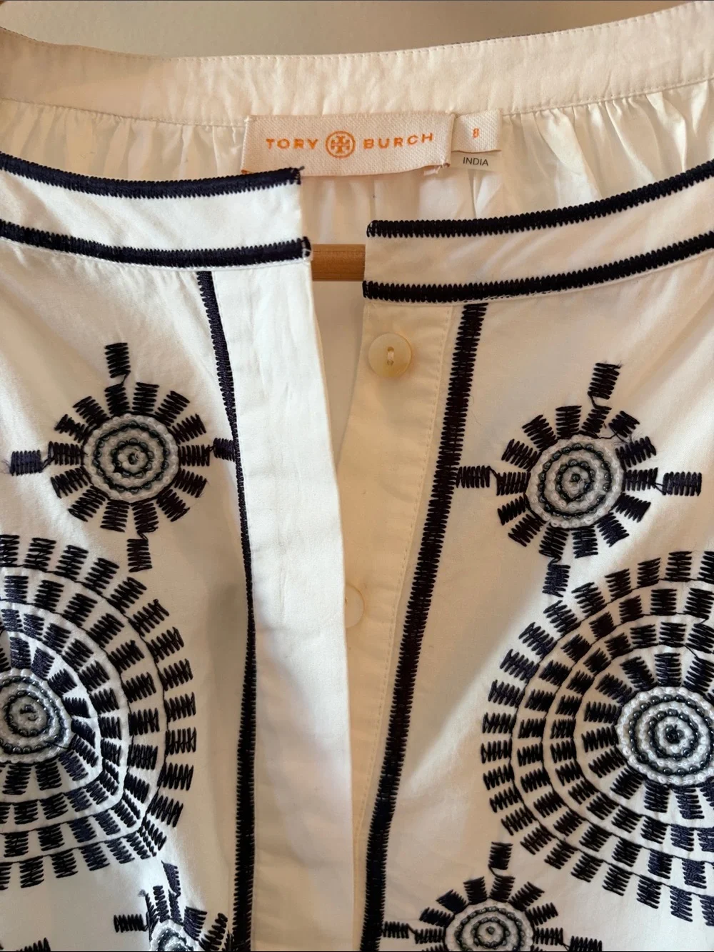 Tory Burch neckline worn
