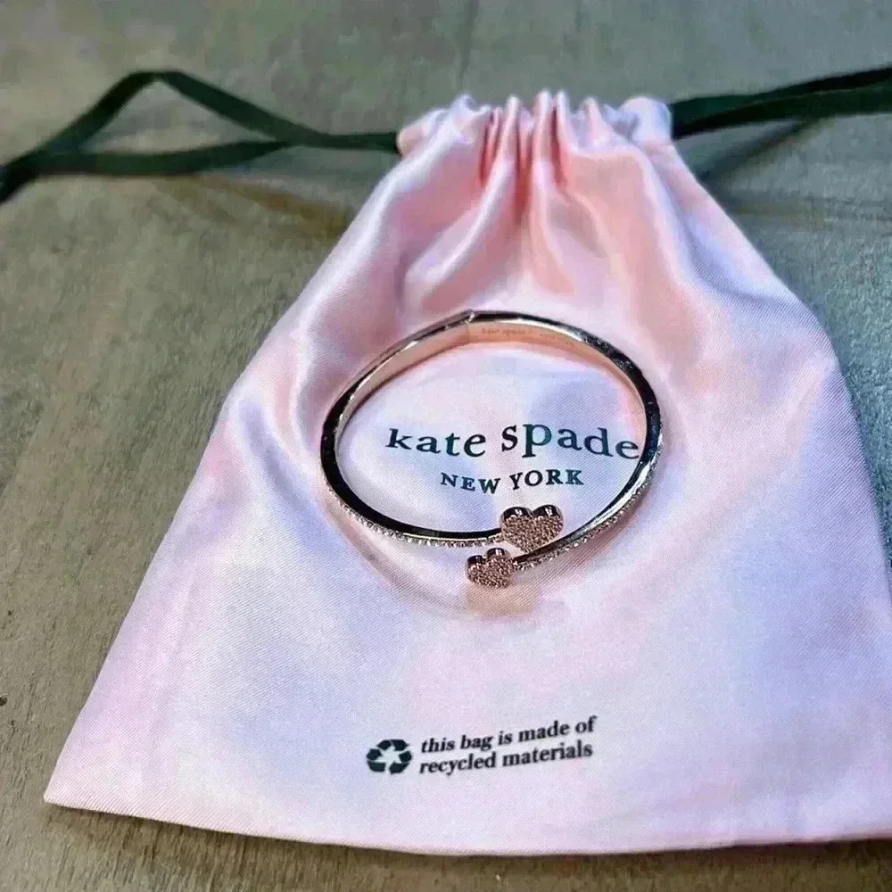Kate Spade hinged bracelet, rose gold with rhinestones