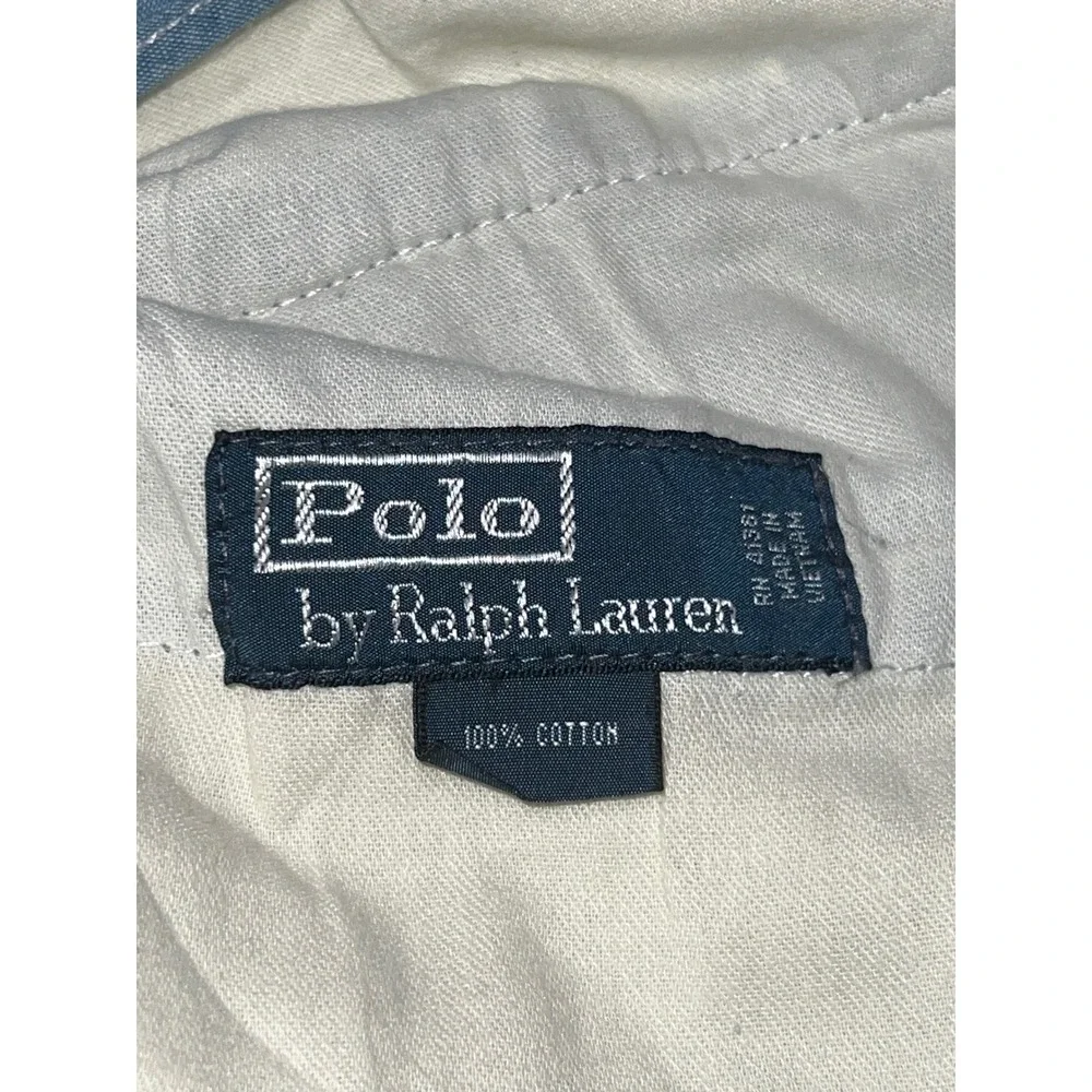 Polo Ralph Lauren Ocean Wash Chambray Shorts Mens 44 Light Blue Cotton Preppy