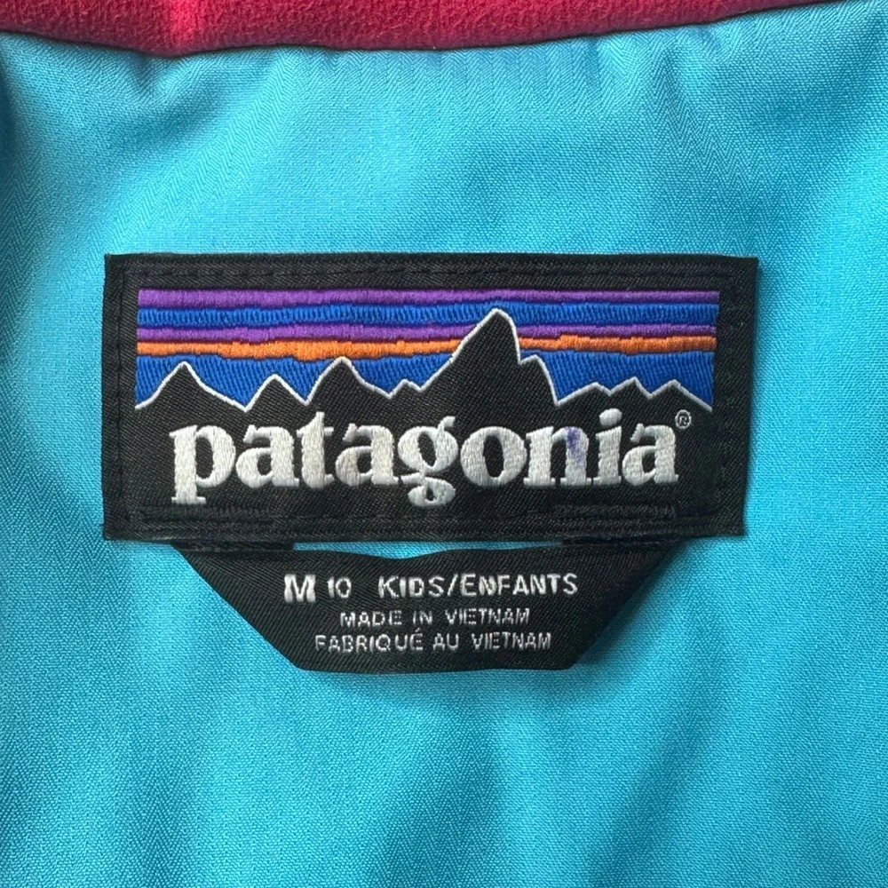 Patagonia Jacket Girls M‎ 10 Pink Blue Insulated Ski Snowboard 68525 Broken Zip