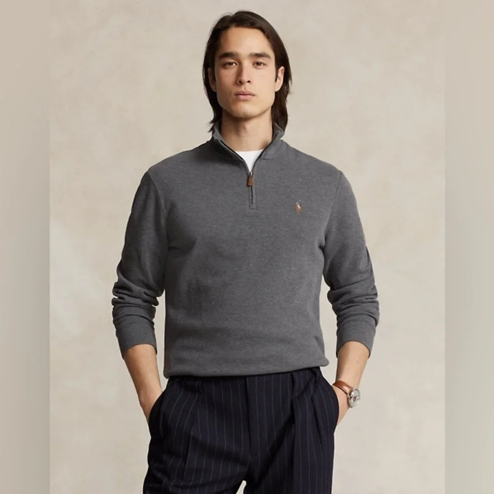 Polo Ralph Lauren Estate-Rib Quarter-Zip Pullover Gray size XXL