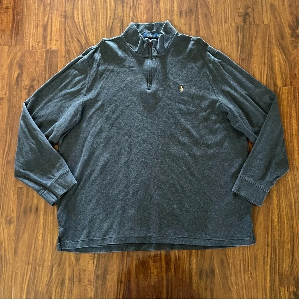 Polo Ralph Lauren Estate-Rib Quarter-Zip Pullover Gray size XXL