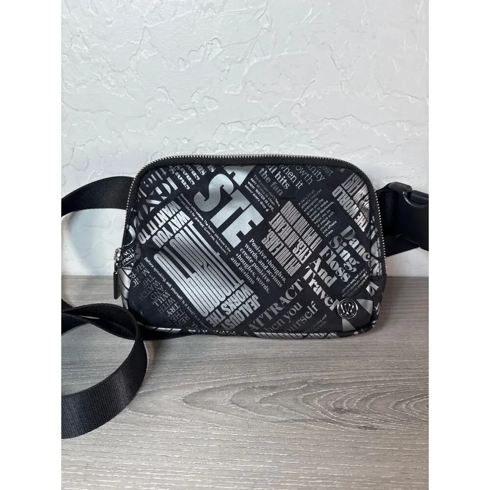 Lululemon Adjustable‎ Belt Bag Manifesto Black and Gray -Dance Sing Travel