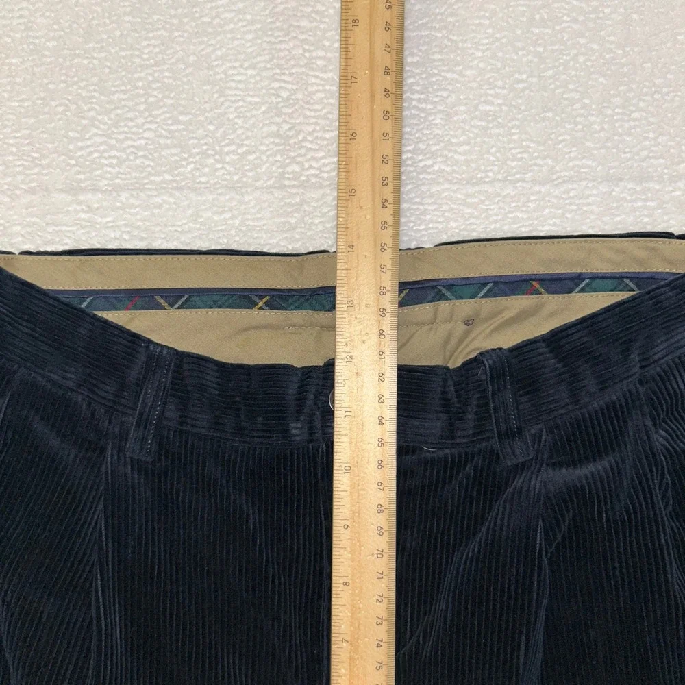 Polo Ralph Lauren Vintage Jumbo Corduroy Pants Men 33x32 Navy Blue Pleated Cuff