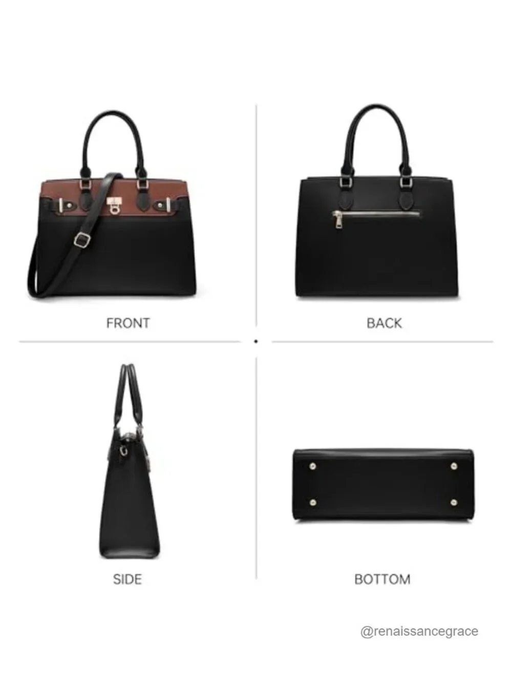Large Satchel Purse Women Vegan Leather Structured Top Handle Bag Shoulder Work