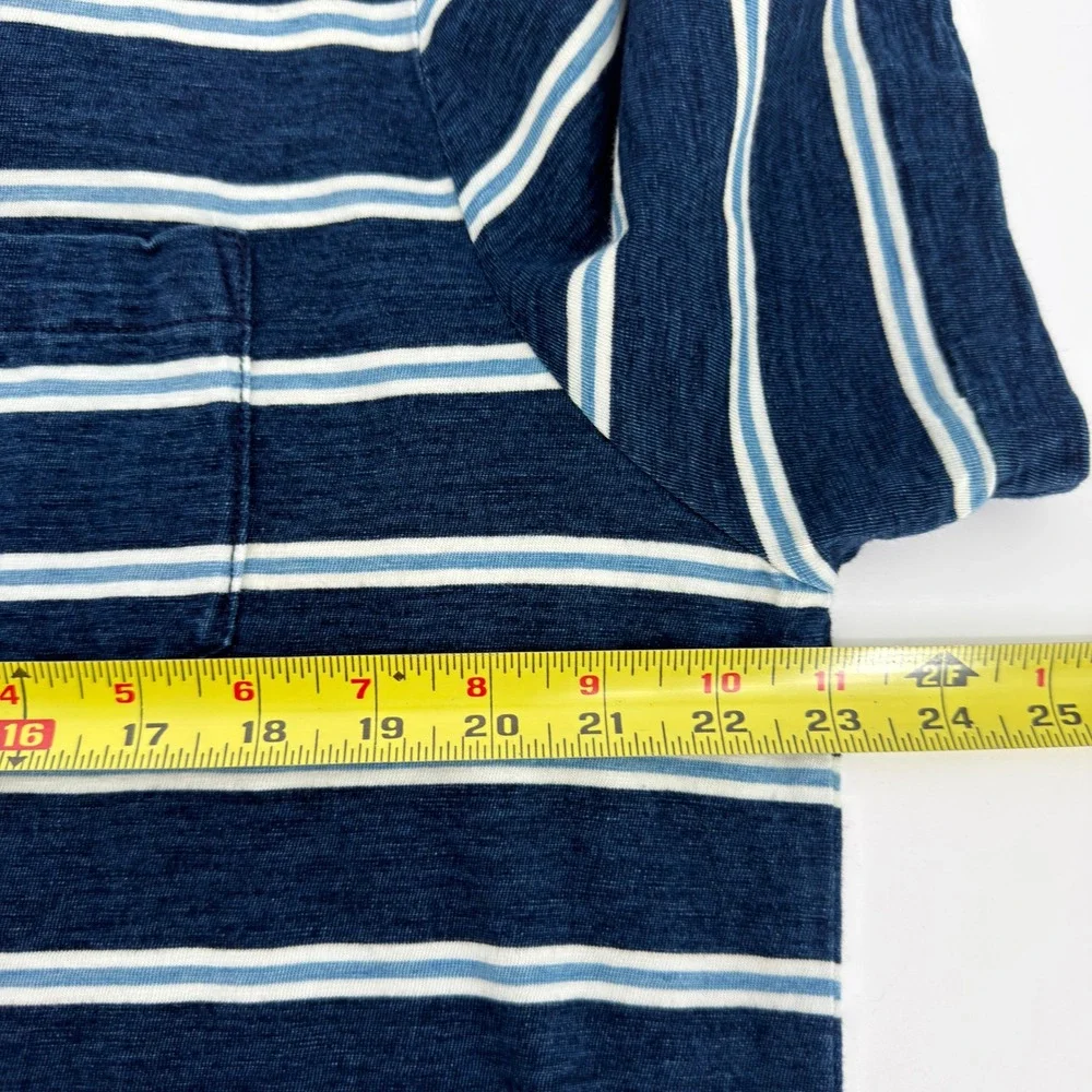 Polo Ralph Lauren Mens XL Navy Blue White Striped Pocket Polo Shirt RL Anchor