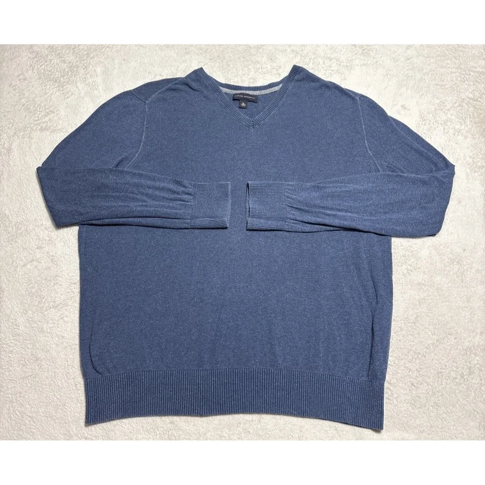 Banana Republic Silk Linen Blend V‑Neck Sweater Men's XL Blue Pullover