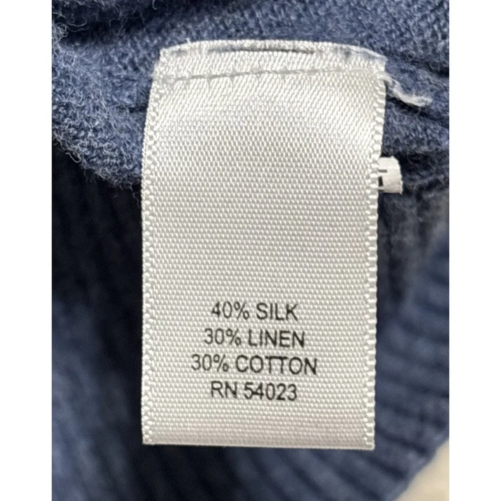 Banana Republic Silk Linen Blend V‑Neck Sweater Men's XL Blue Pullover