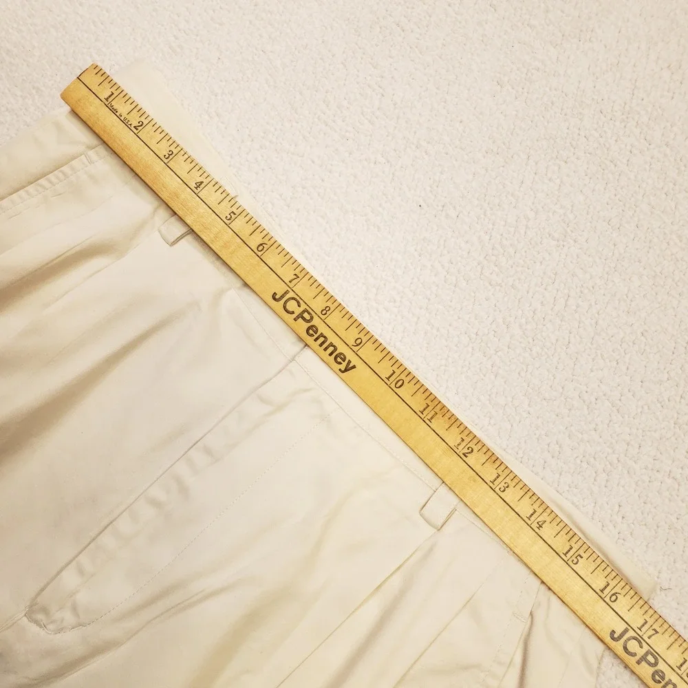 Vintage Banana Republic Chinos Mens 33L Cream Pleated Cuffed Trousers Italy Made