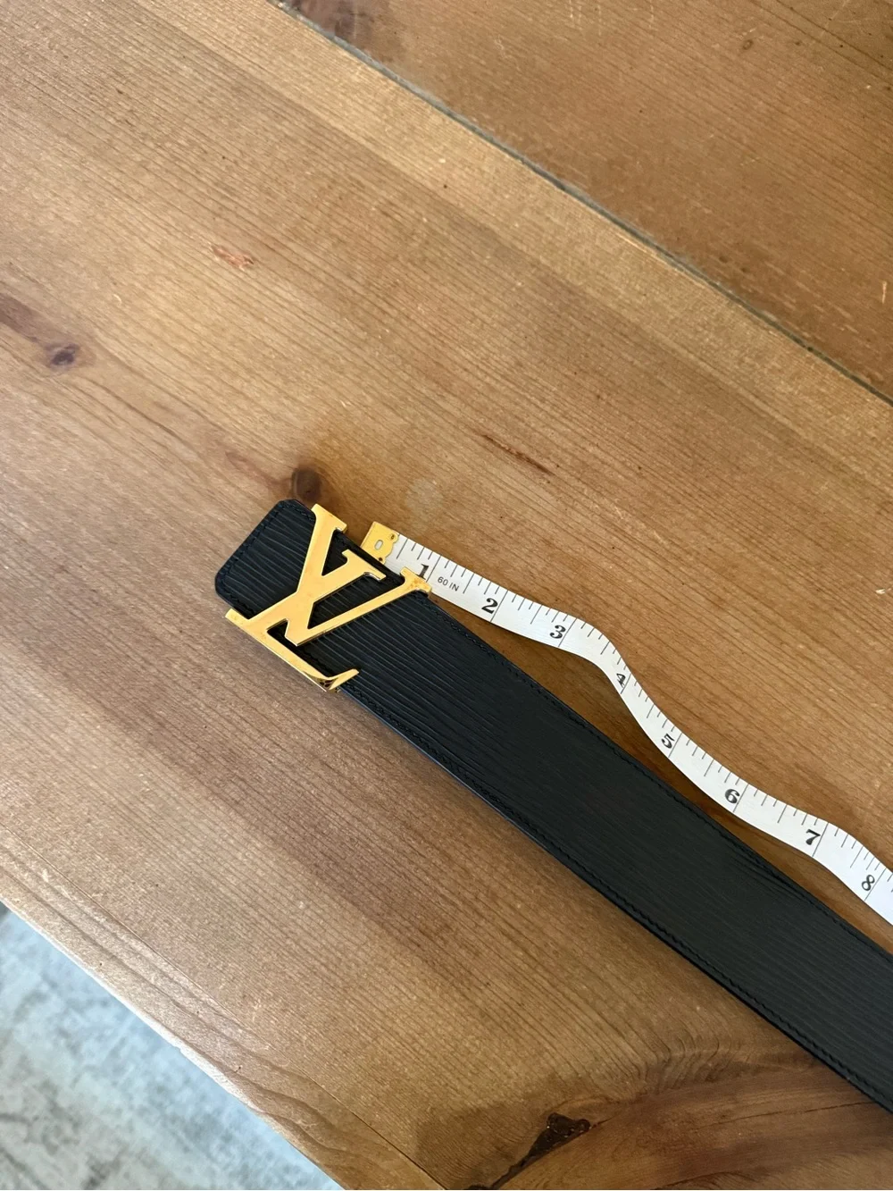 LV Epi Leather LV Initiales Belt Black Gold 40mm