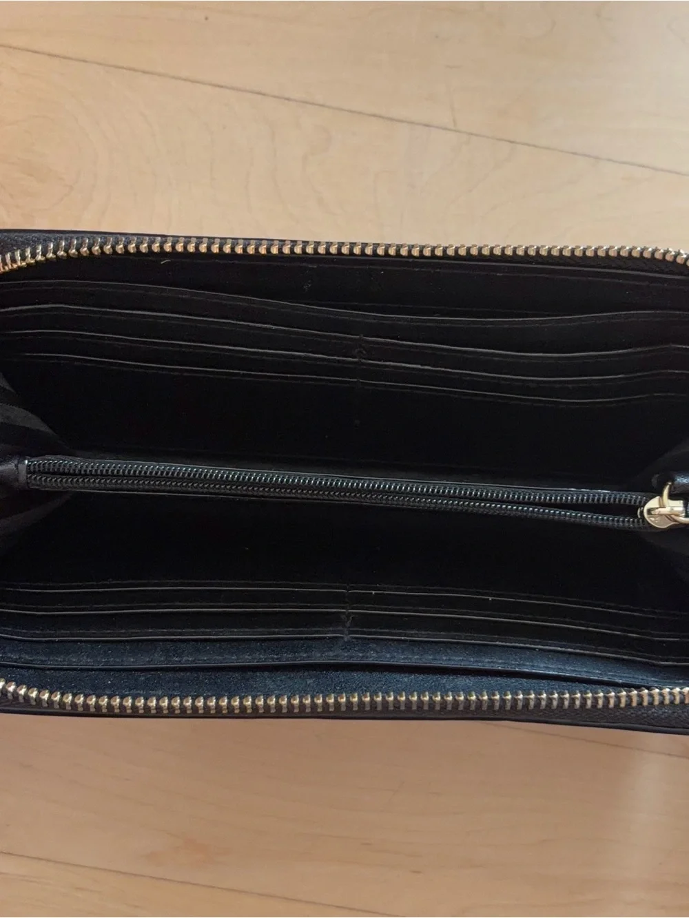 Victoria's Secret Black Zip-Around Wallet with Gold Eyelet Accents