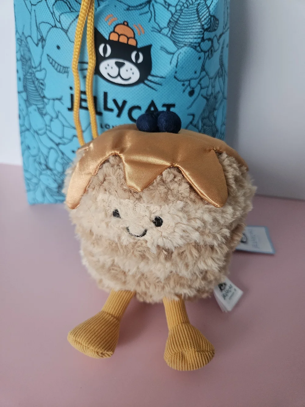 Jellycat Caramel Pudding Plush Bag Charm - Tan