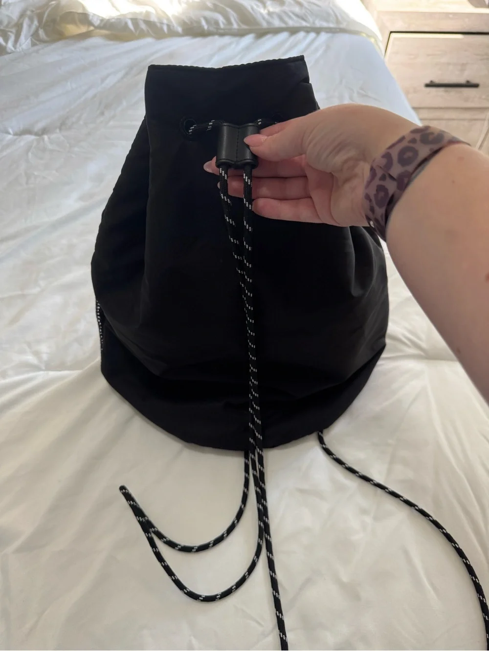PINK Victoria's Secret Black Drawstring Mesh Backpack
