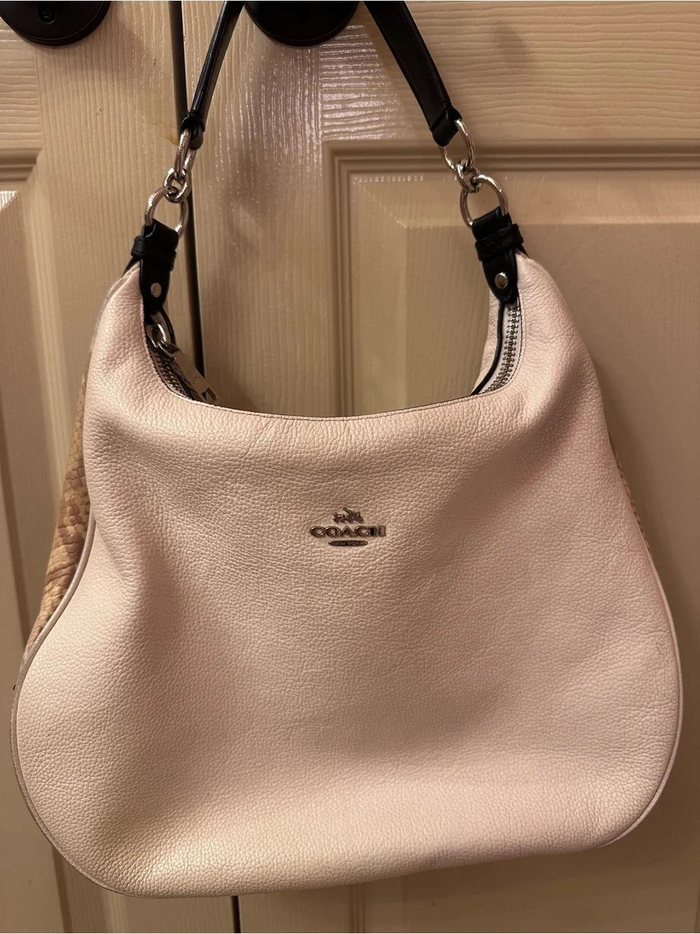 Coach Pebble Leather Shoulder Bag in Blush Pink