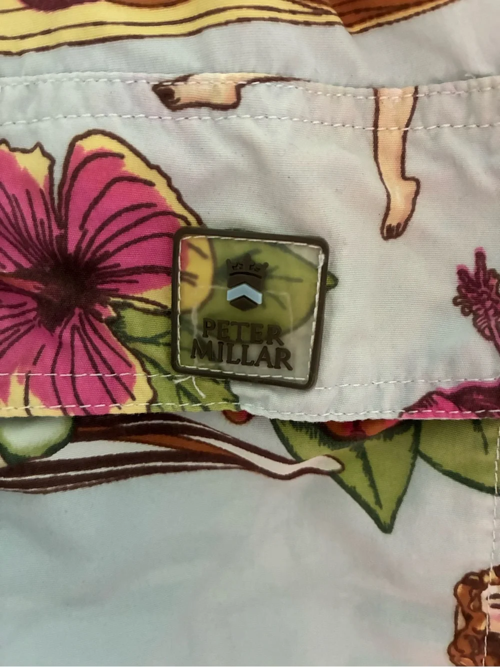 Peter Miller men’s surfer fun Light Blue Floral & Surf Print Swim Shorts