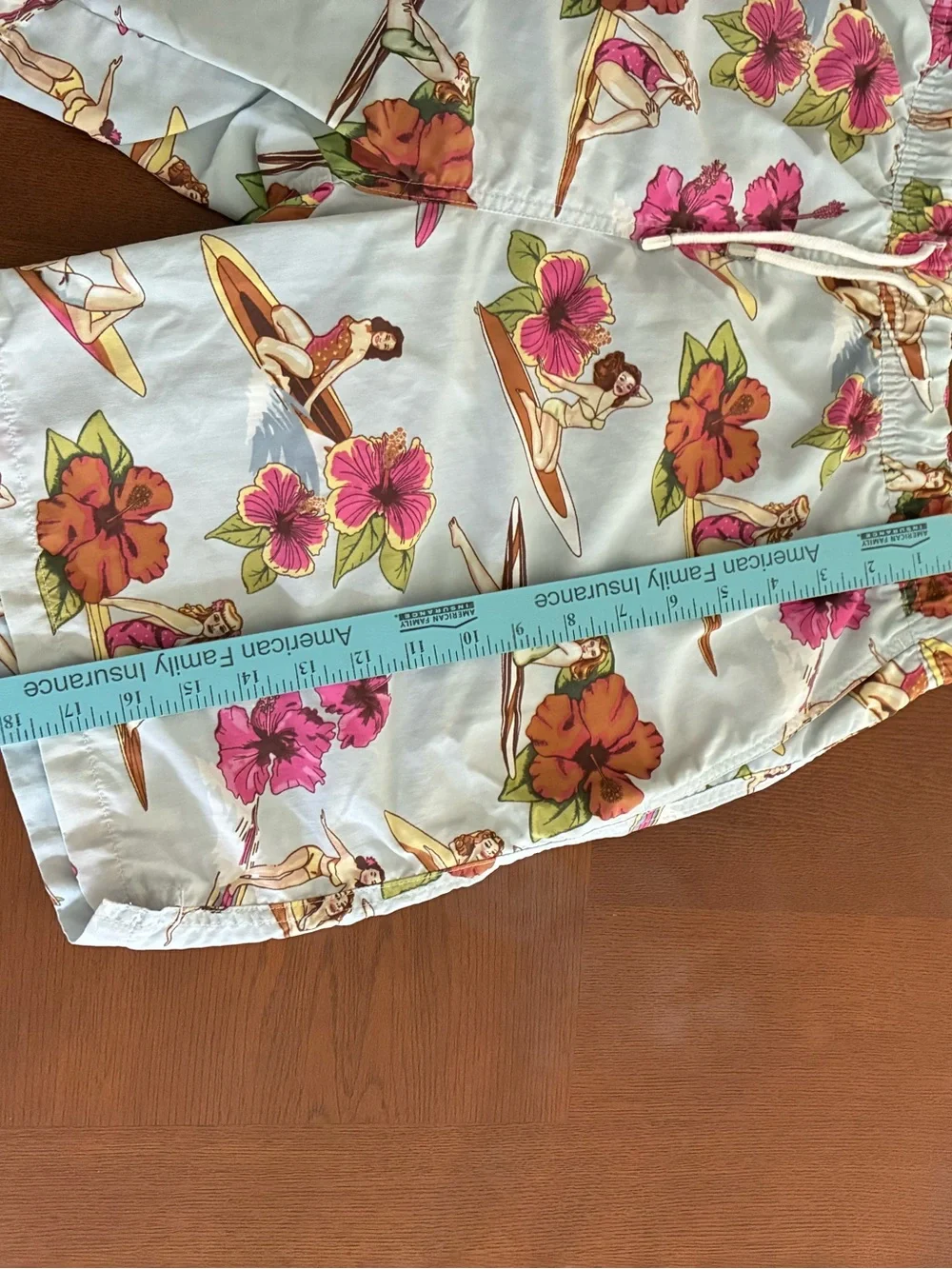 Peter Miller men’s surfer fun Light Blue Floral & Surf Print Swim Shorts