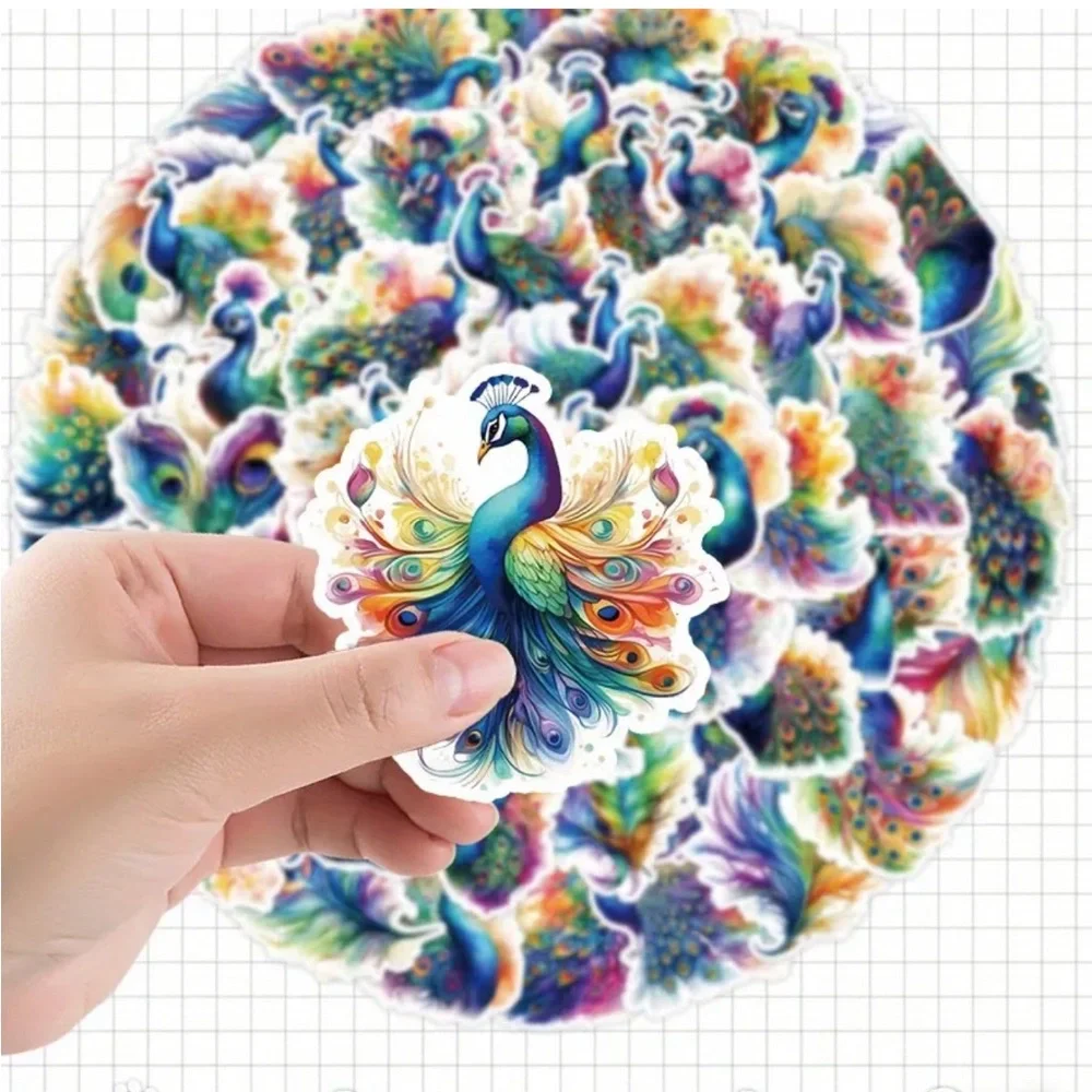 DIY Peacock Themed Individual Shaped Stickers, Set of 50 (no 2 alike)