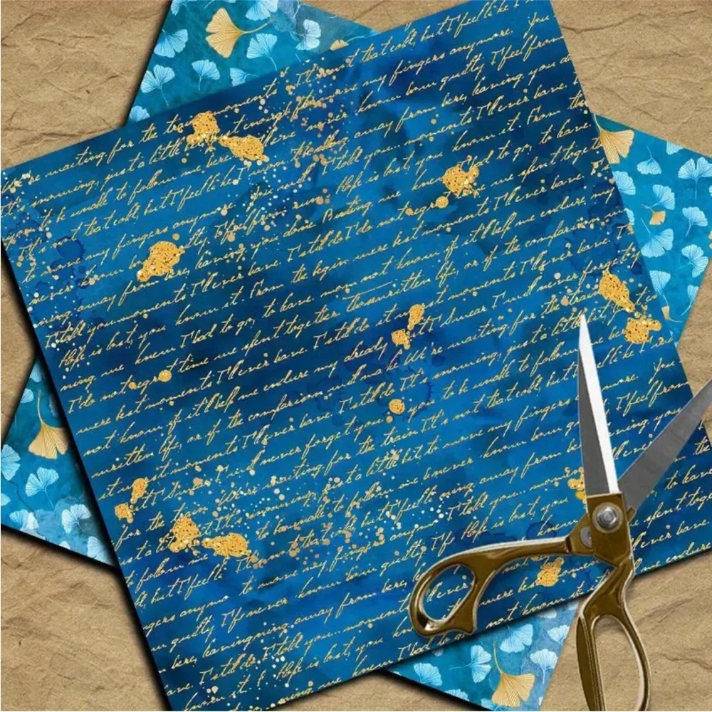 Peacock Retro Indigo Printed DIY Junk Journaling Loose Sheets (12 Sheets)