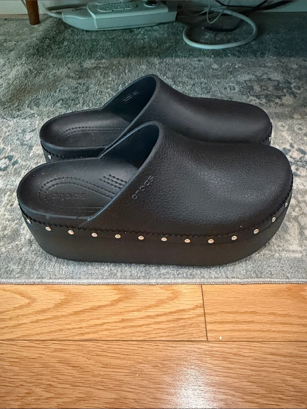 CROCS Studded Dylan Platform Clogs - Black/Silver - Women’s Size 9