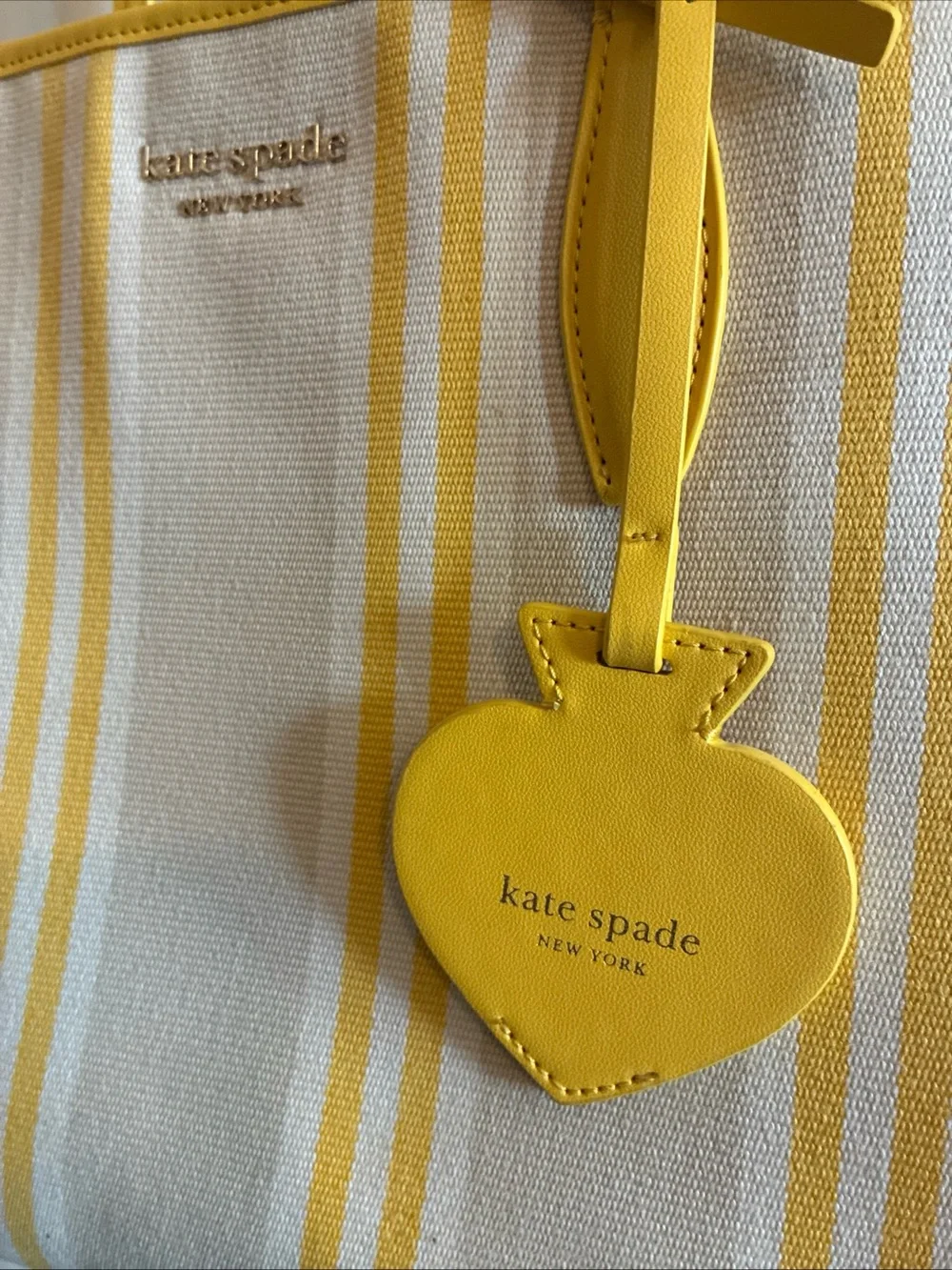 Kate Spade New York-Morning Light / Yellow Multi Striped Canvas Market Tote EUC