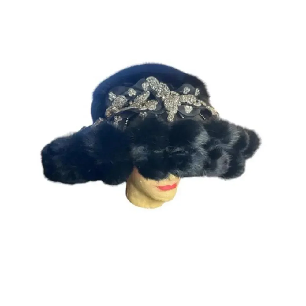 Women Faux Fur Hat with cuff (4) and a scarf with jewelry wow !