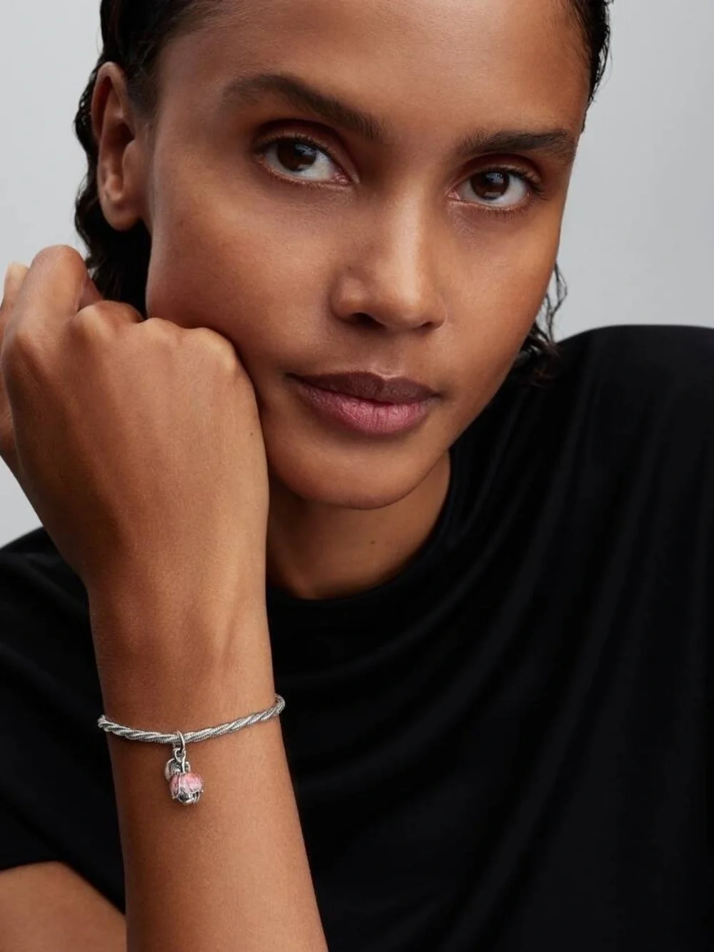 Pandora Two-Tone Blooming Flower Dangle Charm