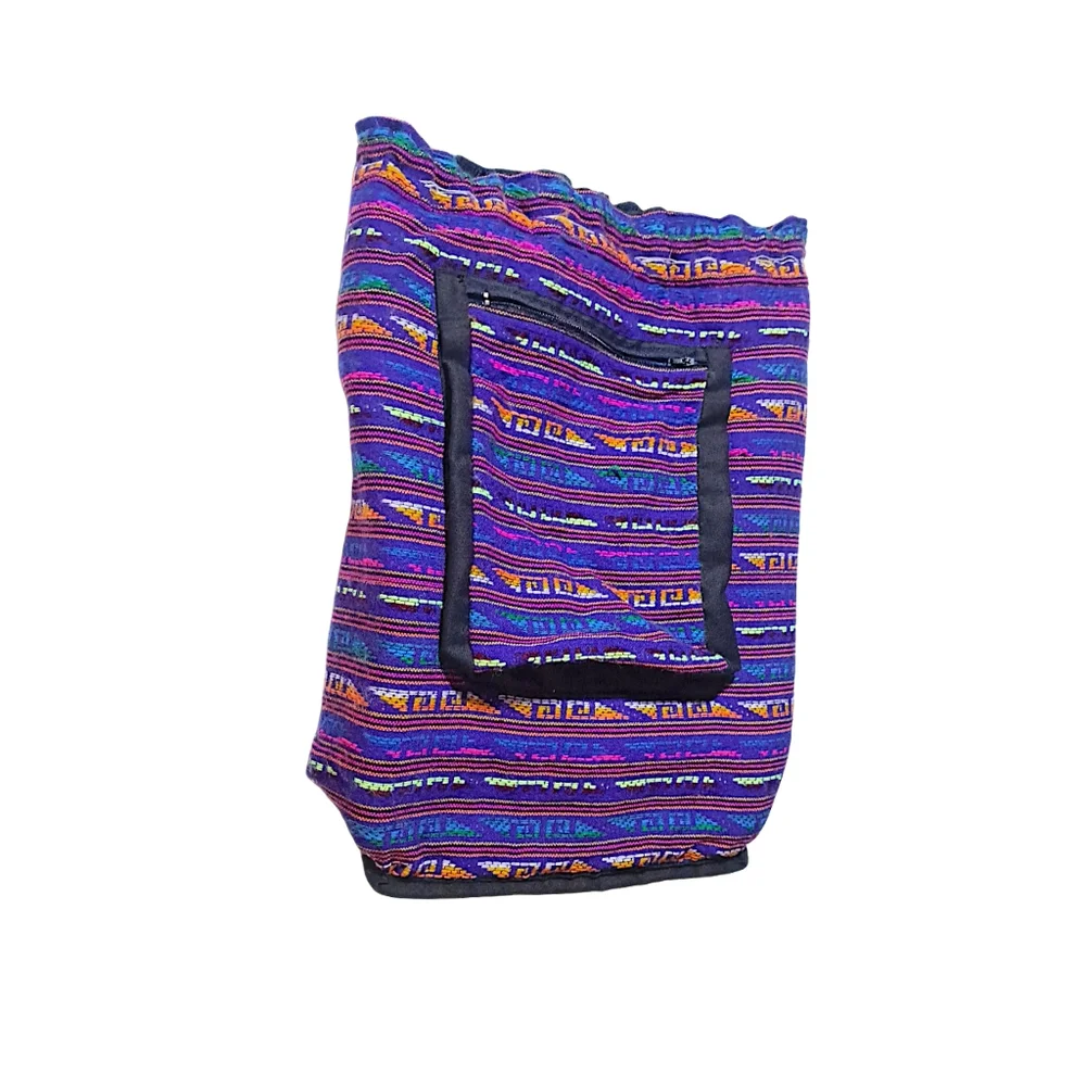 Colorful Patterned Drawstring Peruvian Backpack