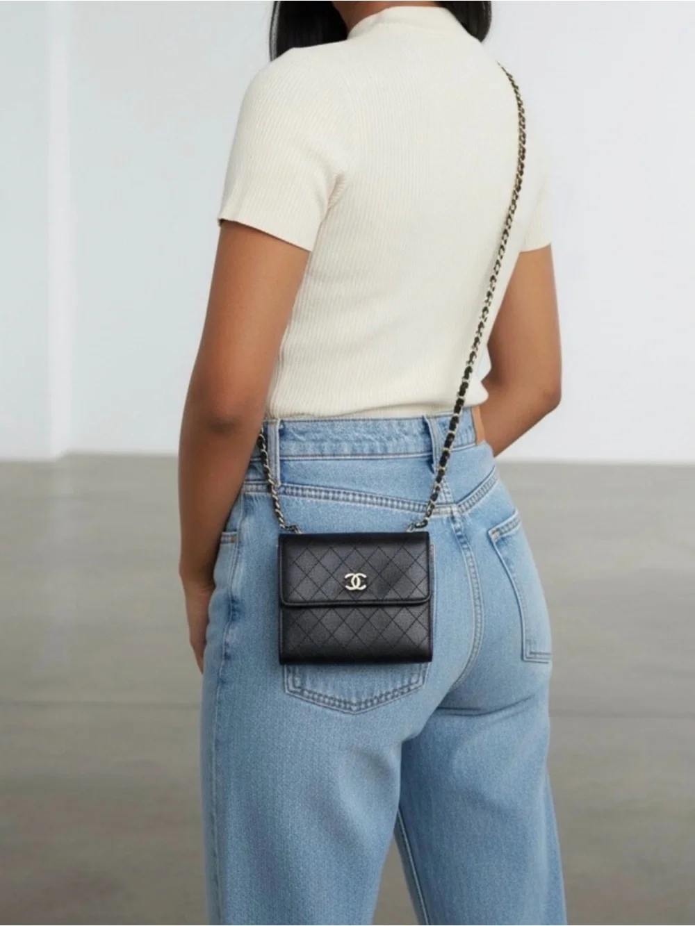 💣⛓️ Chanel Mini Pearl Crush Wallet Chain Adjustable Waist Bag Crossbody