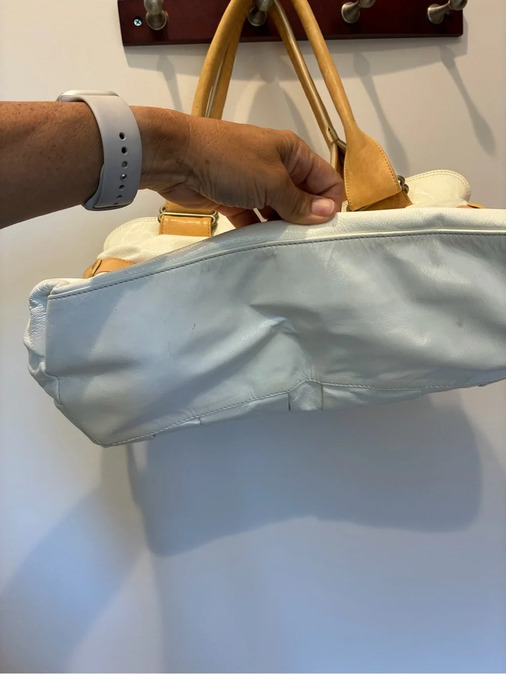 See By Chloé White and Tan Leather Satchel