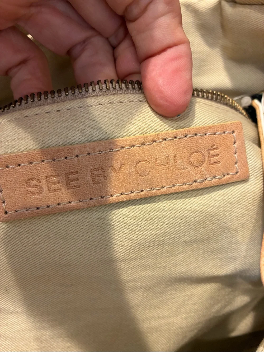 See By Chloé White and Tan Leather Satchel