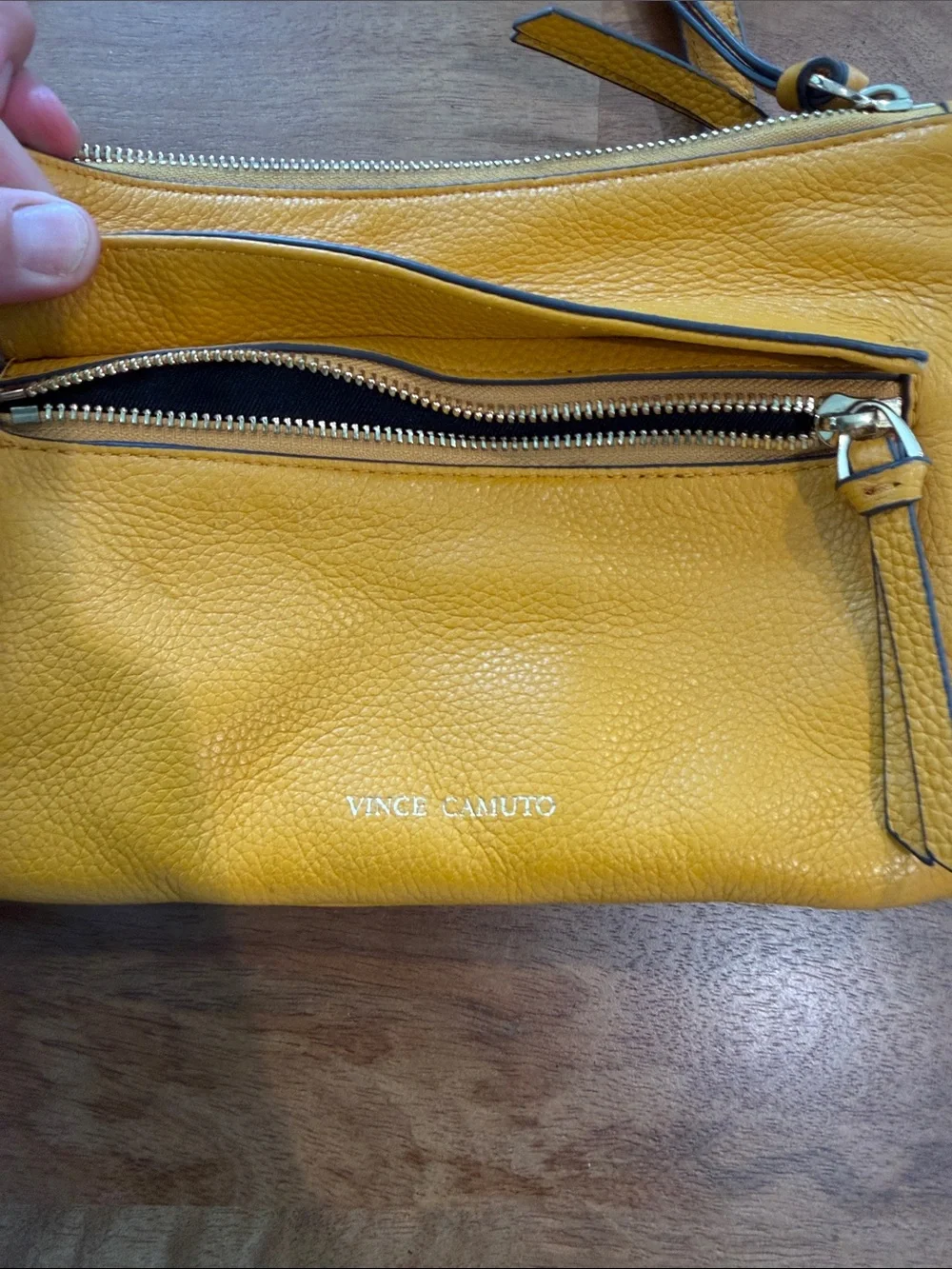 Vince Camuto Bright Mustard Yellow Leather Crossbody with Tassel *EUC*
