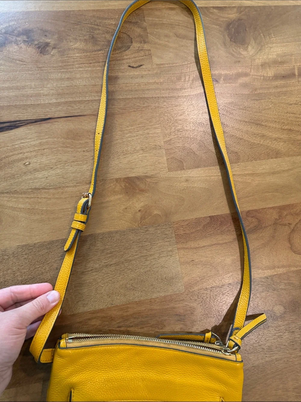 Vince Camuto Bright Mustard Yellow Leather Crossbody with Tassel *EUC*